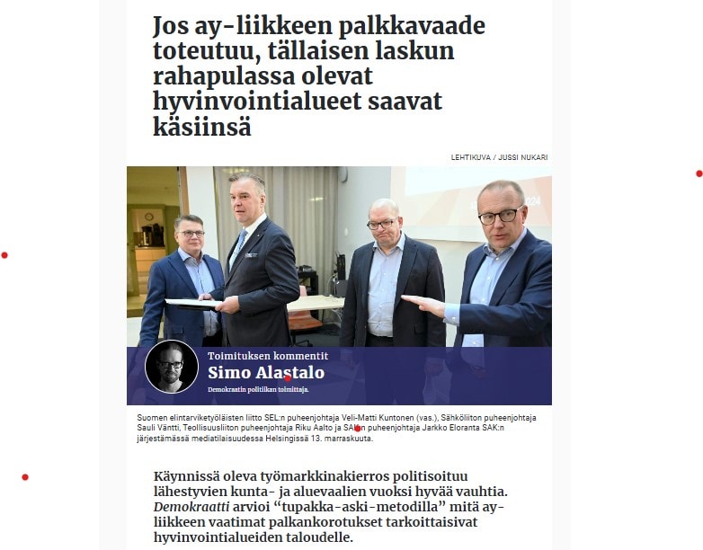 Palkankorotukse hyvinvointialueille 20241113