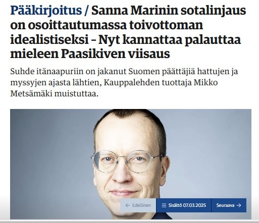 Sanna Marinin sotalinjaus 20250207